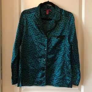 Betsey Johnson Silk Leopard Print Pajama Set